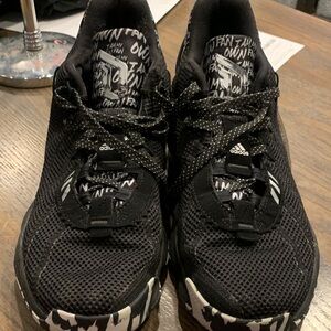 Adidas Black Mesh Sneakers with White Pattern